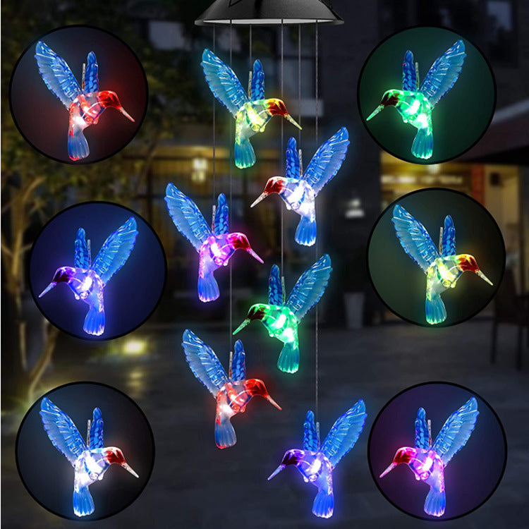 Outdoor Solar Wind Chime Lamp – Hummingbird & Butterfly Garden Decoration